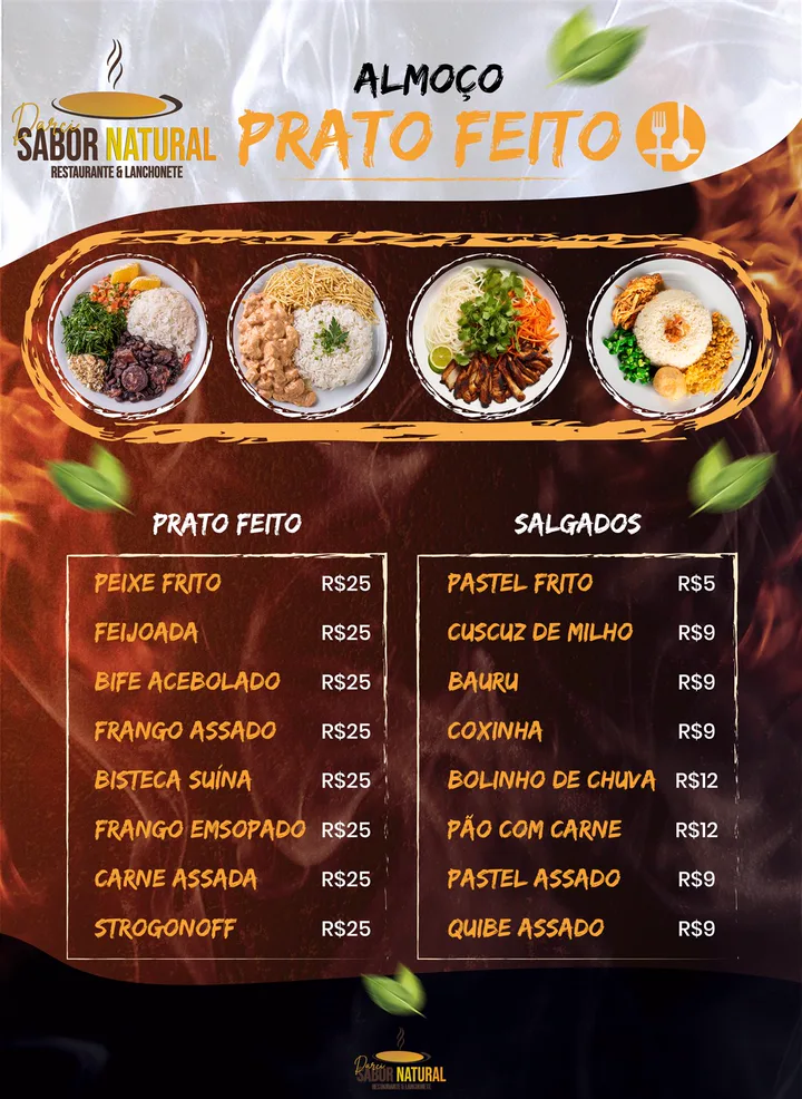 Cardápio criado pela TH Designer para o restaurante Sabor Natural