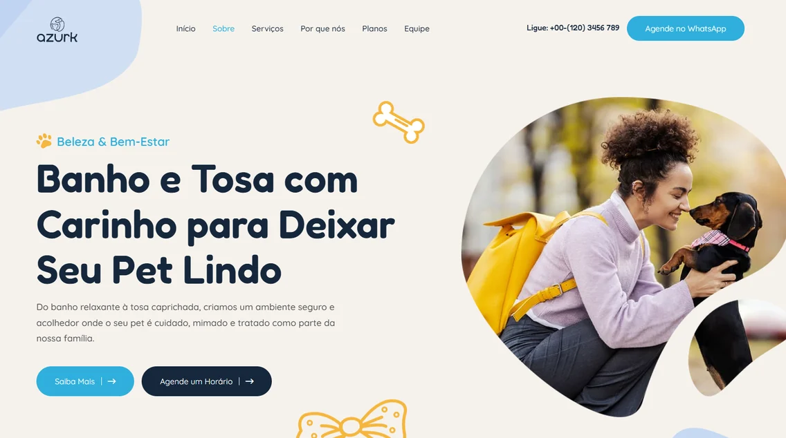 Página inicial do site da Azurk Pet