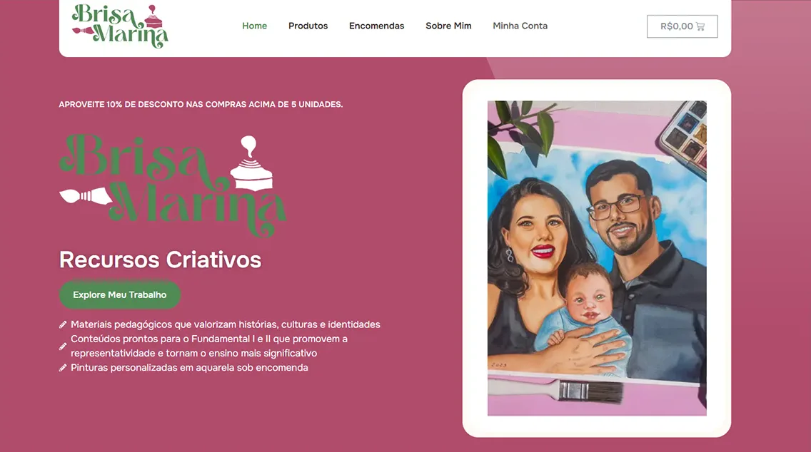 Página inicial do site da Brisa Marina